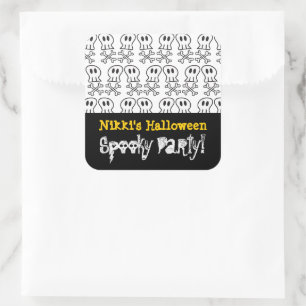 Sticker Carré Dessin Pirate Skuls & Bones Kid Halloween Party