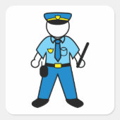 Sticker Carré Dessin policier Agent amusant application de la lo (Devant)