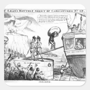 Sticker Carré Dessin satirique sur l'État d'Irlande