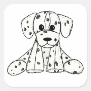 Sticker Carré Dessin simple de contour de chien en peluche dalma