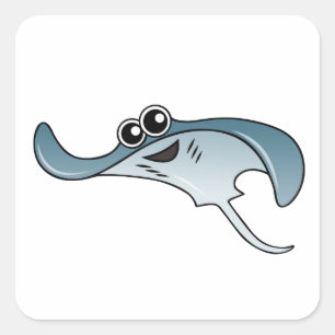 Sticker Carré Dessin Stingray