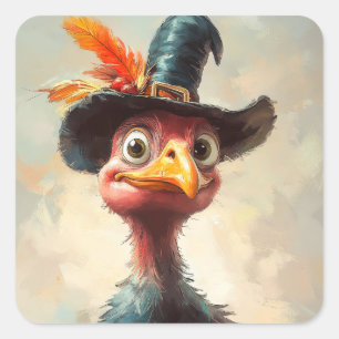 Sticker Carré Dessin Thanksgiving Turquie
