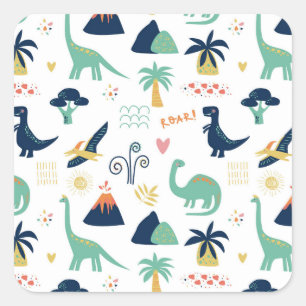 Sticker Carré Dessins de dessin de la période crétacée