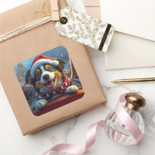 Sticker Carré Dessous de verre australien à rouleaux de chien de