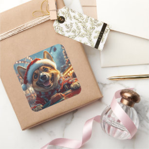 Sticker Carré Dessous de verre roulette de chien Malinois belge