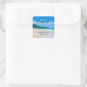 Sticker Carré Destination Tropicale Plage Photo Mariage Remercie (Sac)