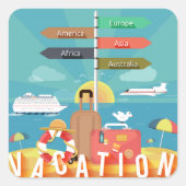 Sticker Carré Destinations de vacances (Devant)