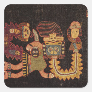 Sticker Carré Détail de tissu d'enterrement, tribu de Paracas