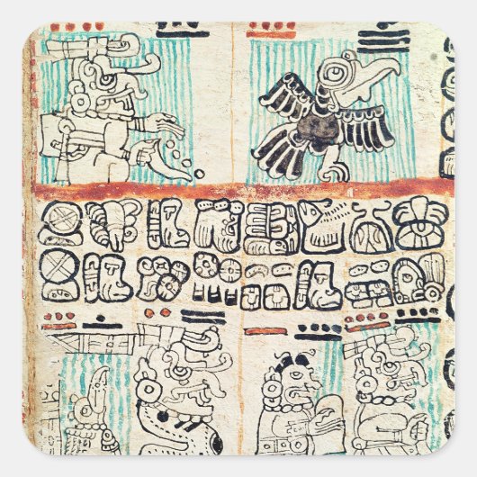 Sticker Carré Détail d'un codex maya (Devant)