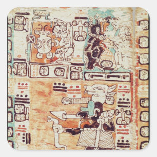 Sticker Carré Détail d'un Codex Maya