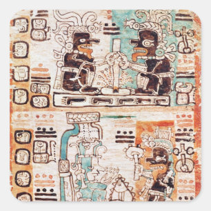 Sticker Carré Détail d'un codex maya