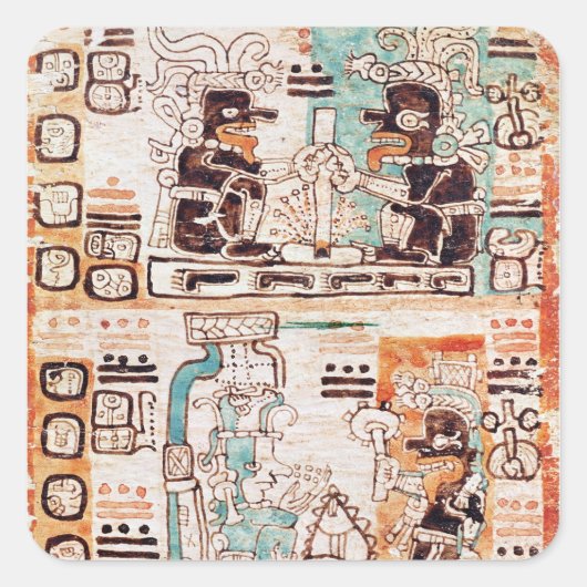 Sticker Carré Détail d'un codex maya (Devant)