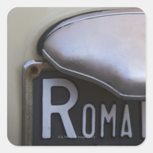 Sticker Carré détail d'une plaque d'immatriculation rom sur un p (Devant)