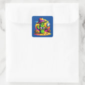 Sticker Carré Détecteur de cactus 8 bits - Mystère de pixels rét (Sac)