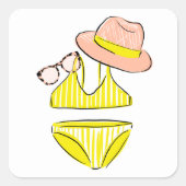 Sticker Carré Détendez-vous au soleil - maillot de bain jaune (Devant)