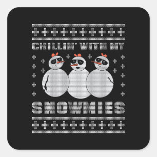 Sticker Carré Détente Avec Mes Bonhommes De Neige - Sweat De Noë