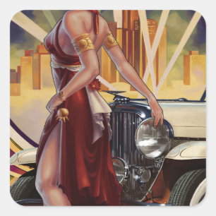 Sticker Carré Detroit, Michigan   Ville automobile