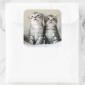 Sticker Carré Deux chatons mignons (Sac)