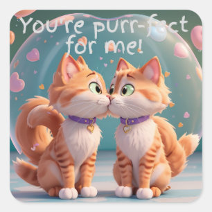 Sticker Carré Deux chats embrassants