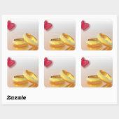 Sticker Carré Deux coeurs deux anneaux (Feuille)