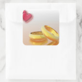 Sticker Carré Deux coeurs deux anneaux (Sac)