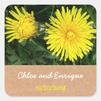 Sticker Carré Deux Dandelions Mariage Personnalisé