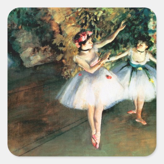 Sticker Carré Deux danseurs sur scène par Degas (Devant)