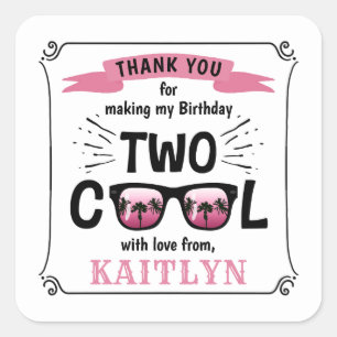 Sticker Carré Deux filles Cool 2e fête d'anniversaire Favoriser
