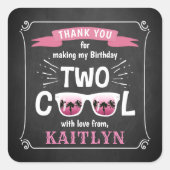 Sticker Carré Deux filles Cool Chalkboard 2e fête d'anniversaire (Devant)