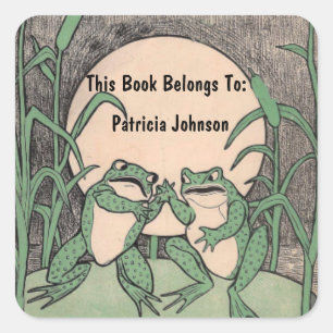 Sticker Carré Deux grenouilles de combat vertes amusantes Pleine