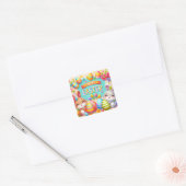 Sticker Carré Deux lapins célèbrent Pâques (Enveloppe)