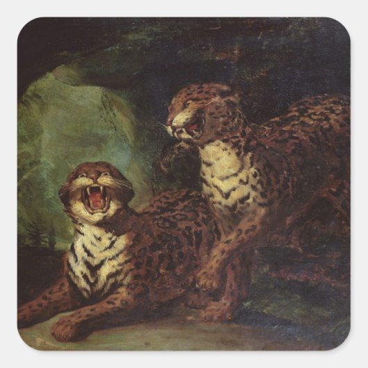Sticker Carré Deux léopards, c. 1820 (Devant)