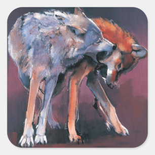 Sticker Carré Deux loups 2001