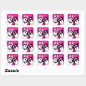 Sticker Carré Deux mignons Schnauzers (Feuille)