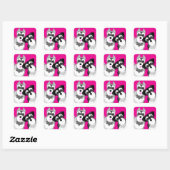 Sticker Carré Deux mignons Schnauzers (Feuille)
