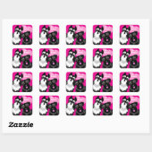 Sticker Carré Deux mignons Schnauzers (Feuille)