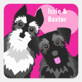 Sticker Carré Deux mignons Schnauzers (Devant)