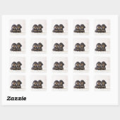 Sticker Carré Deux Mini Dachshund Assis (Feuille)