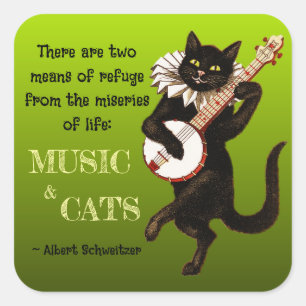 Sticker Carré Deux Moyens de Refuge Musique Chats Schweitzer