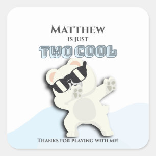 Sticker Carré Deux ours polaires cool d'hiver faisant le dabbing