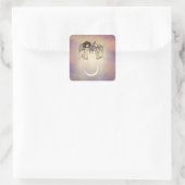 Sticker Carré Deux petits anges dans un art nocturne scintillant (Sac)