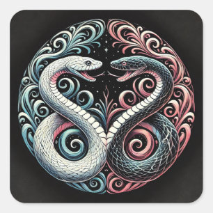 Sticker Carré Deux serpents stylisés