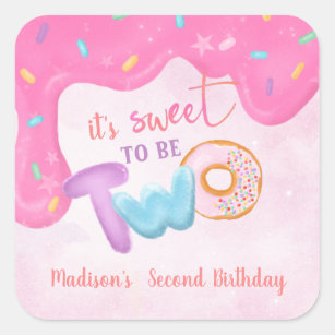 Sticker Carré Deux serviettes en plaque d'anniversaire de Donut 