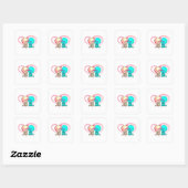 Sticker Carré Deux squelettes romantiques baiser avec coeur rose (Feuille)