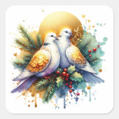 Sticker Carré Deux tourterelles | 12 Jours de Noël (Devant)