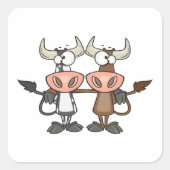 Sticker Carré Deux vaches de dessin (Devant)