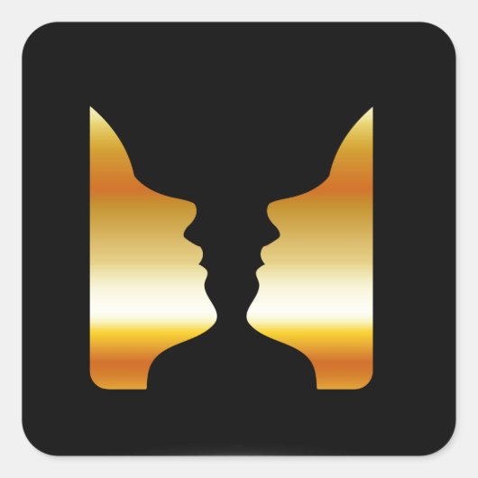 Sticker Carré Deux visages côte à côte avec illusion d'un vase (Devant)