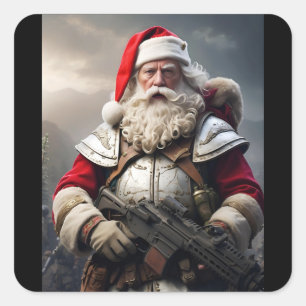 Sticker Carré Deuxième amendement Père Noël Funny Christmas