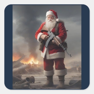 Sticker Carré Deuxième amendement Père Noël Funny Christmas