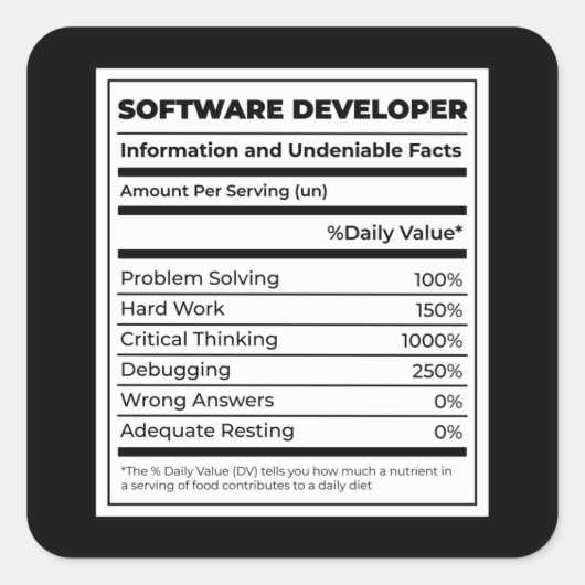 Sticker Carré Développeur logiciel Funny neutritunal (Devant)